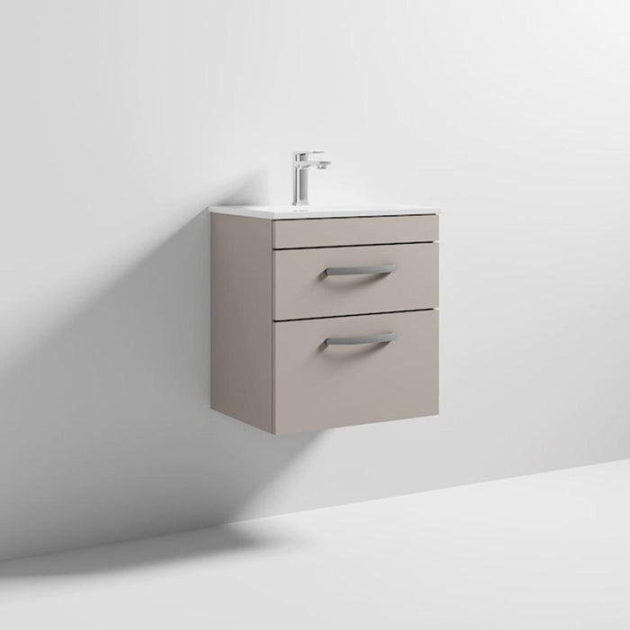 Nuie Athena 500mm Vanity Unit - Wall Hung 2 Drawer Unit with Basin - Unbeatable Bathrooms