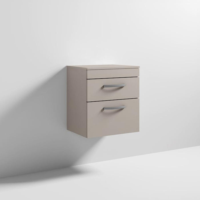 Nuie Athena 500mm Vanity Unit - Wall Hung 2 Drawer Unit with Basin - Unbeatable Bathrooms