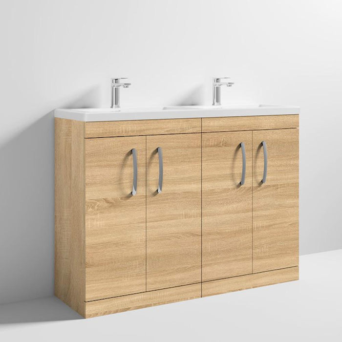 Nuie Athena 1200mm Double Vanity Unit - Floor Standing 4 Door Unit with Basin - Unbeatable Bathrooms