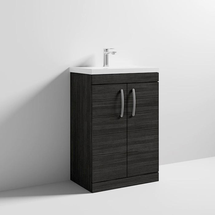 Nuie Athena 600mm Vanity Unit - Floor Standing 2 Door Unit with Basin - Unbeatable Bathrooms