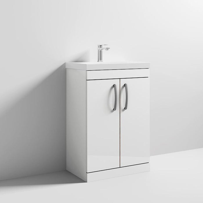 Nuie Athena 600mm Vanity Unit - Floor Standing 2 Door Unit with Basin - Unbeatable Bathrooms