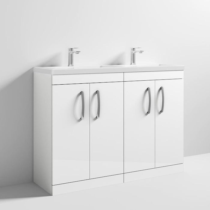 Nuie Athena 1200mm Double Vanity Unit - Floor Standing 4 Door Unit with Basin - Unbeatable Bathrooms