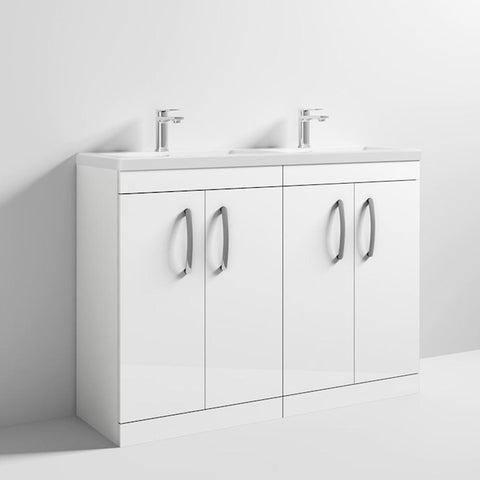 Nuie Athena 1200mm Double Vanity Unit - Floor Standing 4 Door Unit with Basin - Unbeatable Bathrooms