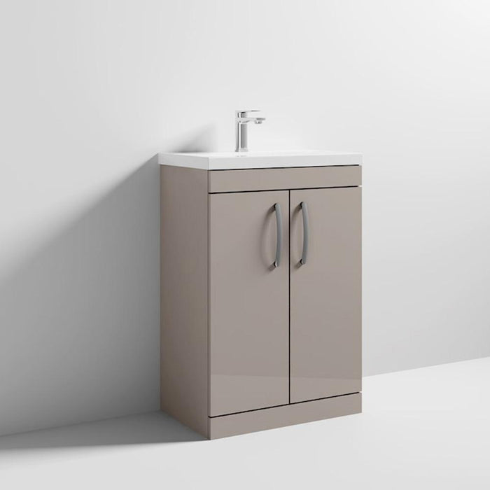 Nuie Athena 600mm Vanity Unit - Floor Standing 2 Door Unit with Basin - Unbeatable Bathrooms