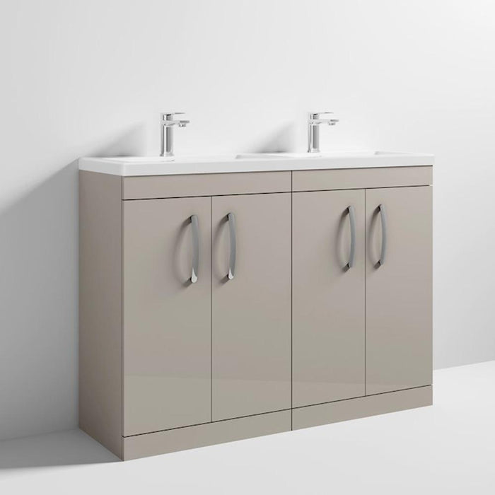 Nuie Athena 1200mm Double Vanity Unit - Floor Standing 4 Door Unit with Basin - Unbeatable Bathrooms