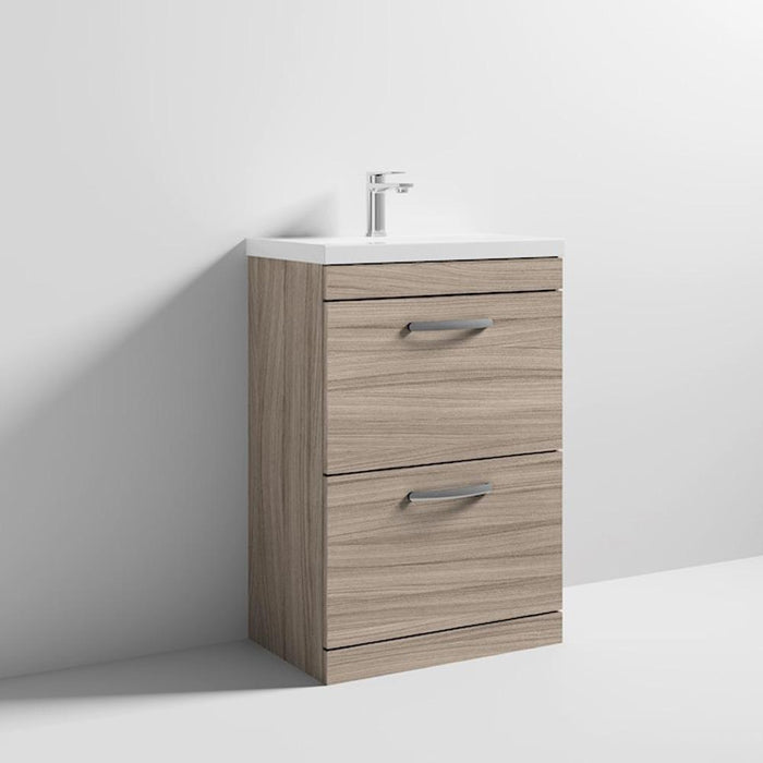 Nuie Athena 600mm Vanity Unit - Floor Standing 2 Drawer Unit with Basin - Unbeatable Bathrooms