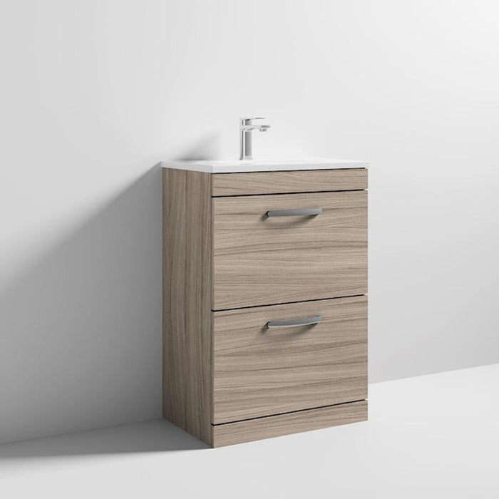 Nuie Athena 600mm Vanity Unit - Floor Standing 2 Drawer Unit with Basin - Unbeatable Bathrooms