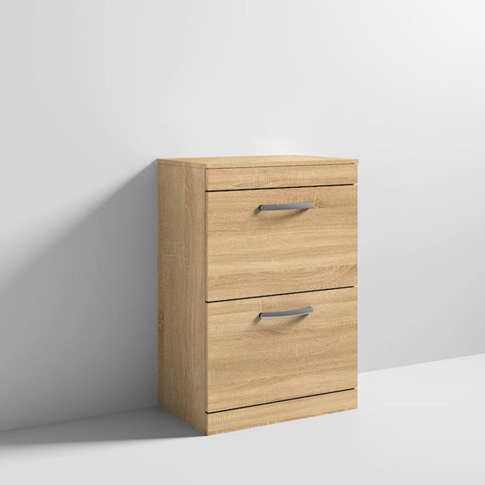 Nuie Athena 600mm Vanity Unit - Floor Standing 2 Drawer Unit with Basin - Unbeatable Bathrooms