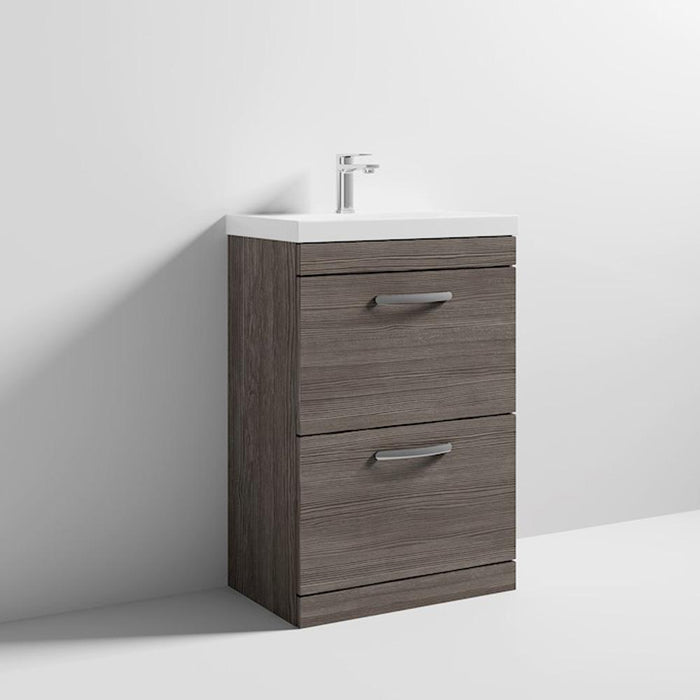 Nuie Athena 600mm Vanity Unit - Floor Standing 2 Drawer Unit with Basin - Unbeatable Bathrooms