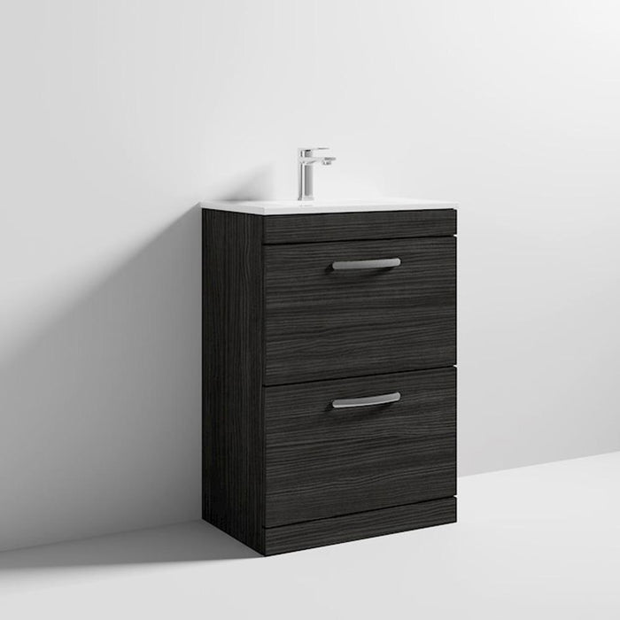 Nuie Athena 600mm Vanity Unit - Floor Standing 2 Drawer Unit with Basin - Unbeatable Bathrooms