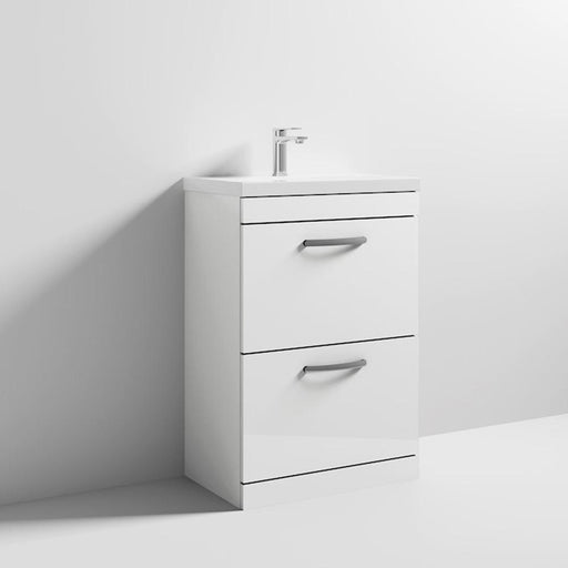 Nuie Athena 600mm Vanity Unit - Floor Standing 2 Drawer Unit with Basin - Unbeatable Bathrooms