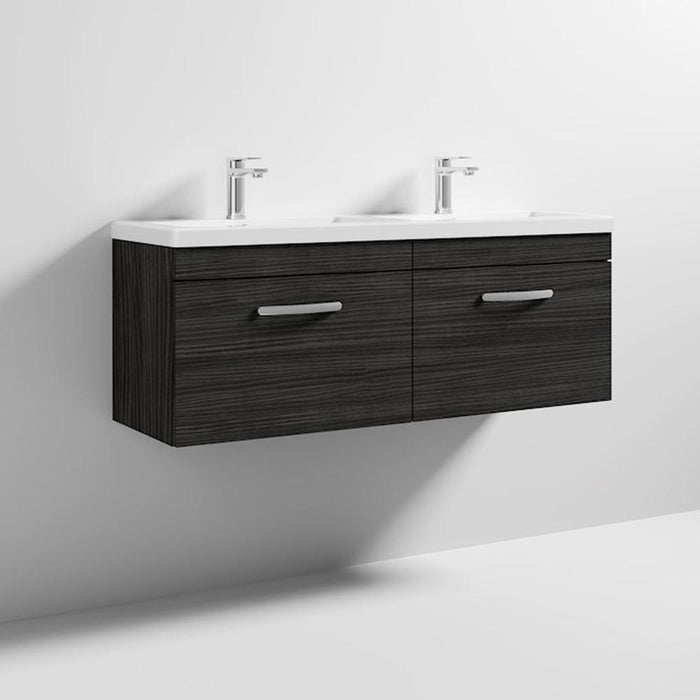 Nuie Athena 1200mm Double Vanity Unit - Wall Hung 2 Drawer Unit with Basin - Unbeatable Bathrooms
