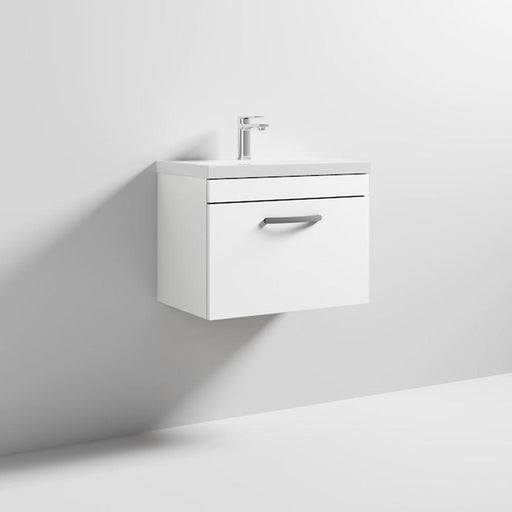Nuie Athena 600mm Vanity Unit - Wall Hung 1 Drawer Unit with Basin - Unbeatable Bathrooms