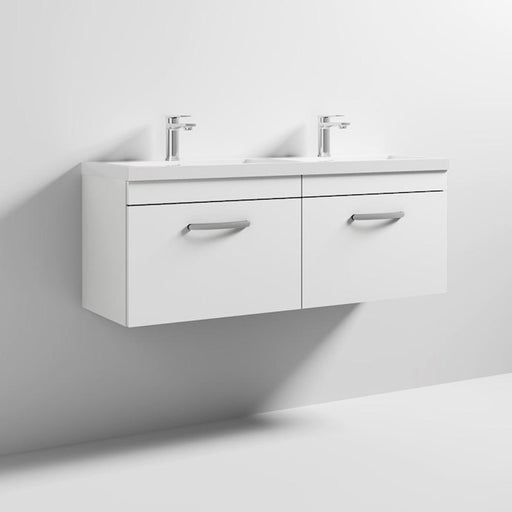Nuie Athena 1200mm Double Vanity Unit - Wall Hung 2 Drawer Unit with Basin - Unbeatable Bathrooms
