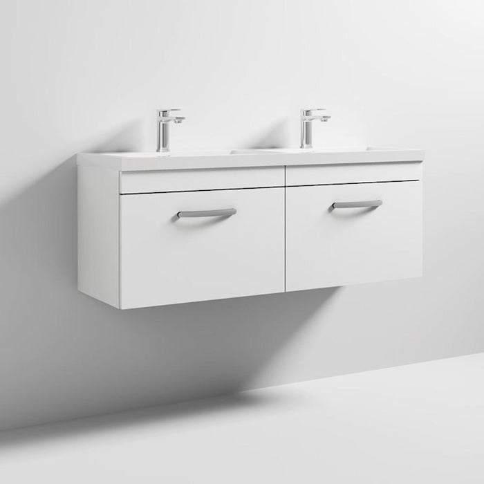 Nuie Athena 1200mm Double Vanity Unit - Wall Hung 2 Drawer Unit with Basin - Unbeatable Bathrooms