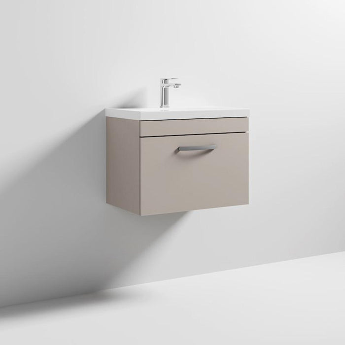 Nuie Athena 600mm Vanity Unit - Wall Hung 1 Drawer Unit with Basin - Unbeatable Bathrooms