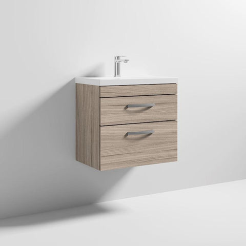 Nuie Athena 600mm Vanity Unit - Wall Hung 2 Drawer Unit with Basin - Unbeatable Bathrooms