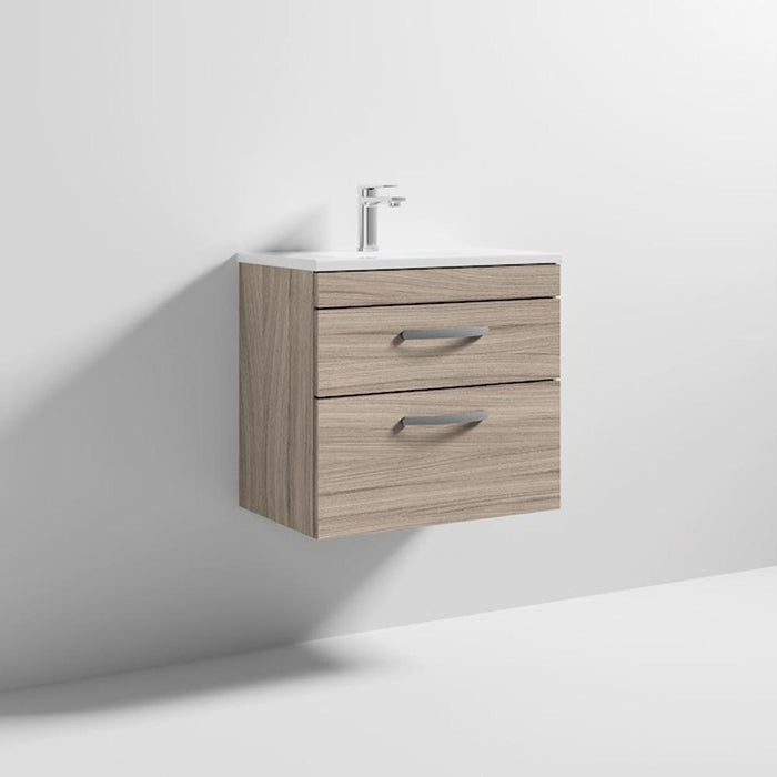 Nuie Athena 600mm Vanity Unit - Wall Hung 2 Drawer Unit with Basin - Unbeatable Bathrooms