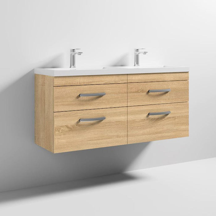 Nuie Athena 1200mm Double Vanity Unit - Wall Hung 4 Drawer Unit with Basin - Unbeatable Bathrooms