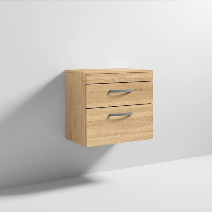 Nuie Athena 600mm Vanity Unit - Wall Hung 2 Drawer Unit with Basin - Unbeatable Bathrooms