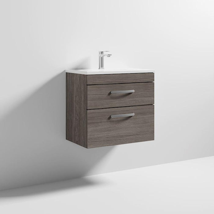 Nuie Athena 600mm Vanity Unit - Wall Hung 2 Drawer Unit with Basin - Unbeatable Bathrooms