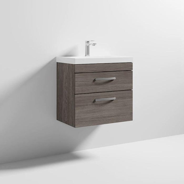Nuie Athena 600mm Vanity Unit - Wall Hung 2 Drawer Unit with Basin - Unbeatable Bathrooms