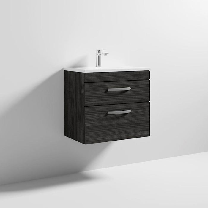 Nuie Athena 600mm Vanity Unit - Wall Hung 2 Drawer Unit with Basin - Unbeatable Bathrooms