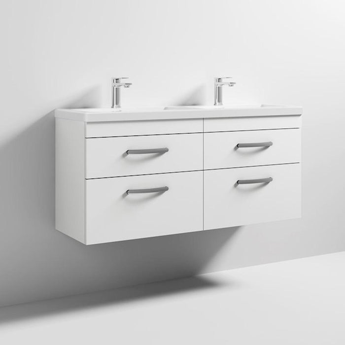 Nuie Athena 1200mm Double Vanity Unit - Wall Hung 4 Drawer Unit with Basin - Unbeatable Bathrooms