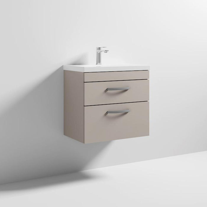 Nuie Athena 600mm Vanity Unit - Wall Hung 2 Drawer Unit with Basin - Unbeatable Bathrooms