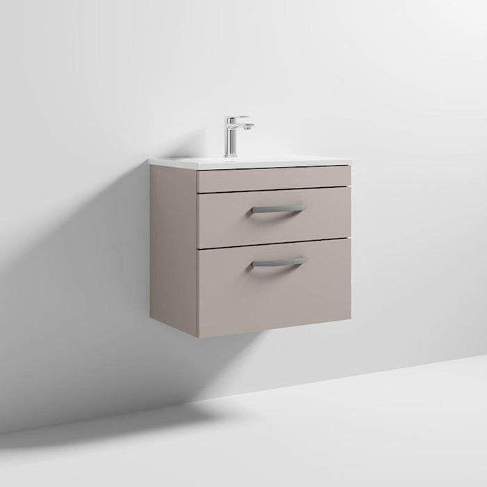 Nuie Athena 600mm Vanity Unit - Wall Hung 2 Drawer Unit with Basin - Unbeatable Bathrooms