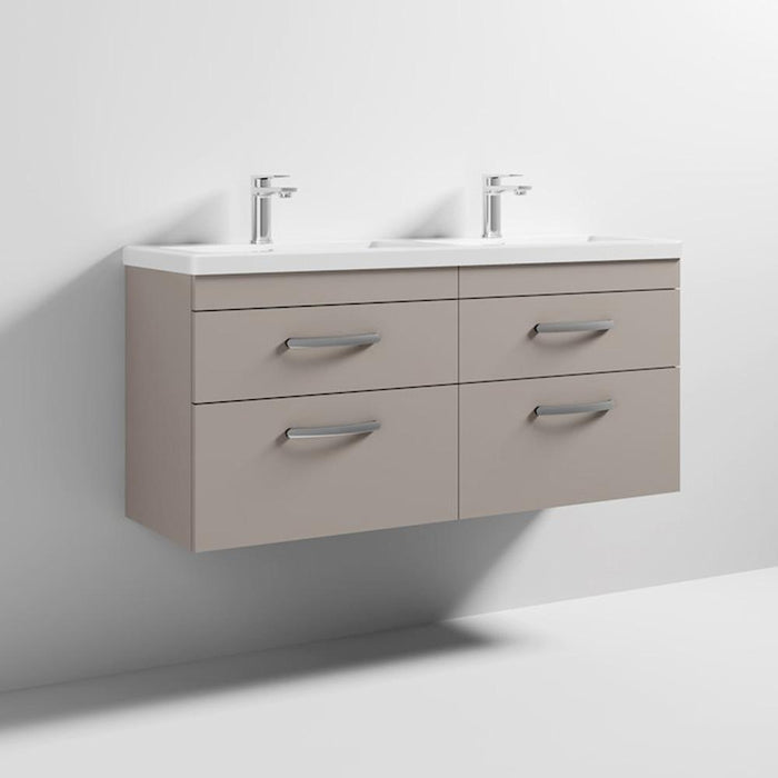 Nuie Athena 1200mm Double Vanity Unit - Wall Hung 4 Drawer Unit with Basin - Unbeatable Bathrooms