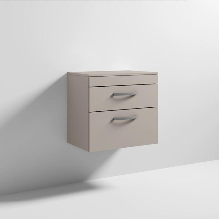 Nuie Athena 600mm Vanity Unit - Wall Hung 2 Drawer Unit with Basin - Unbeatable Bathrooms