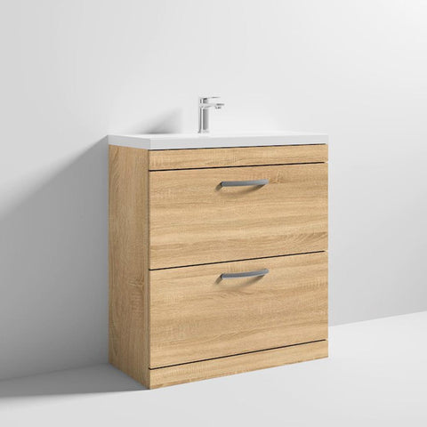 Nuie Athena 800mm Vanity Unit - Floor Standing 2 Drawer Unit with Basin - Unbeatable Bathrooms