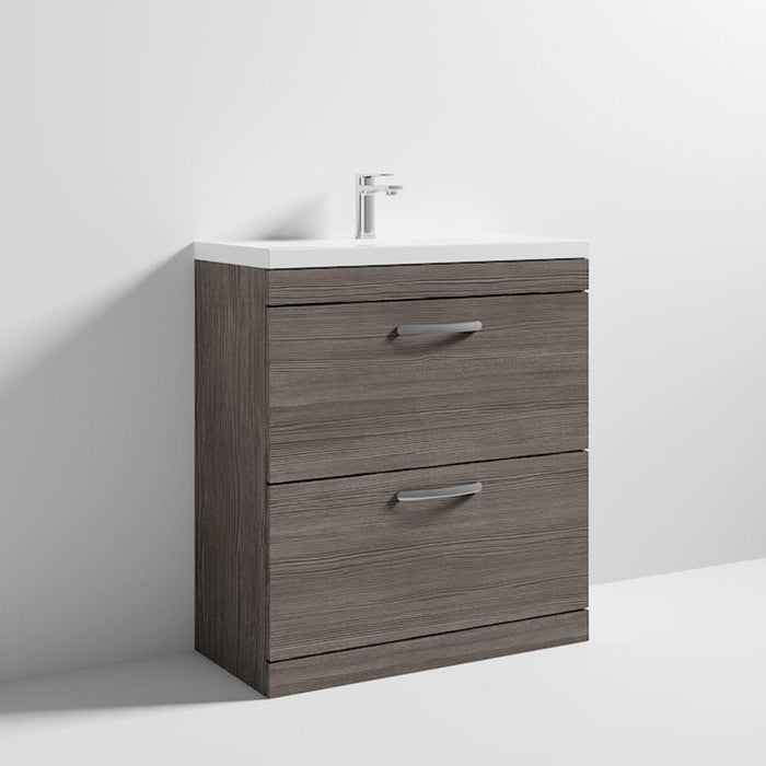 Nuie Athena 800mm Vanity Unit - Floor Standing 2 Drawer Unit with Basin - Unbeatable Bathrooms
