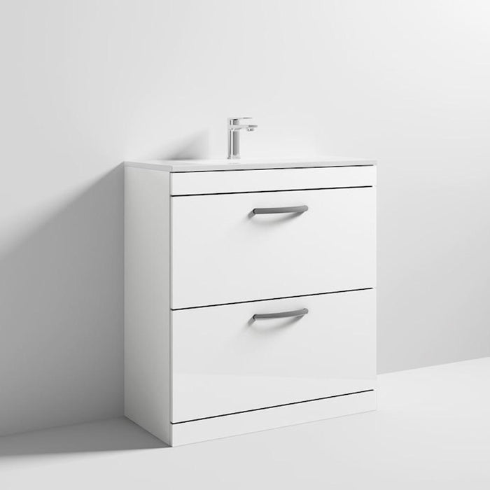 Nuie Athena 800mm Vanity Unit - Floor Standing 2 Drawer Unit with Basin - Unbeatable Bathrooms