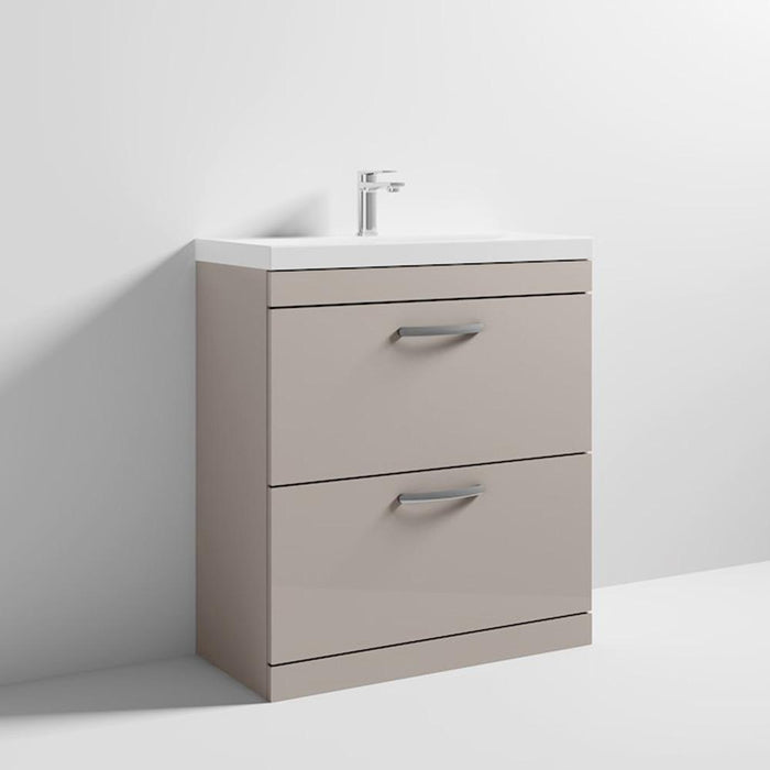 Nuie Athena 800mm Vanity Unit - Floor Standing 2 Drawer Unit with Basin - Unbeatable Bathrooms