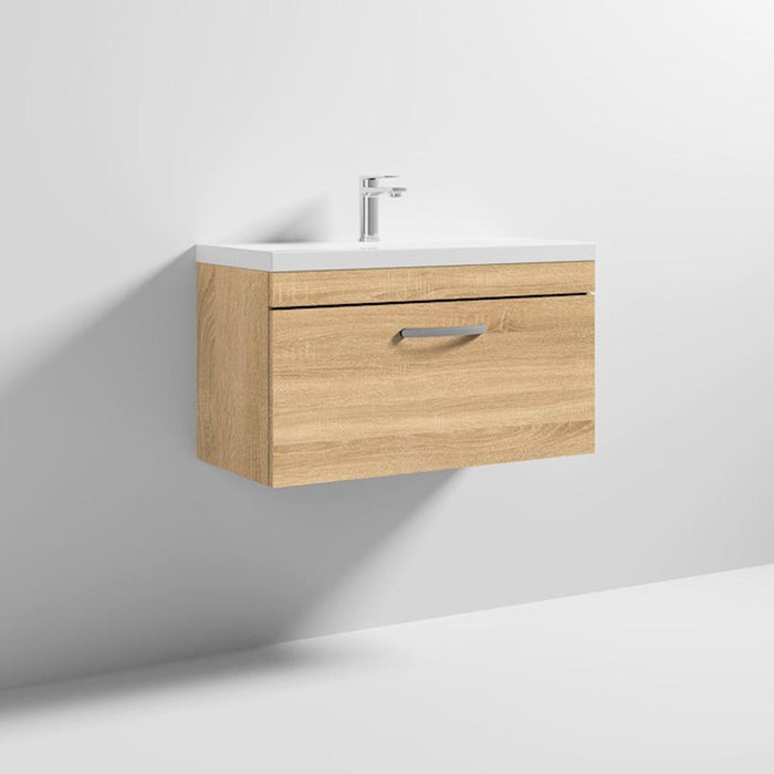 Nuie Athena 800mm Vanity Unit - Wall Hung 1 Drawer Unit with Basin - Unbeatable Bathrooms