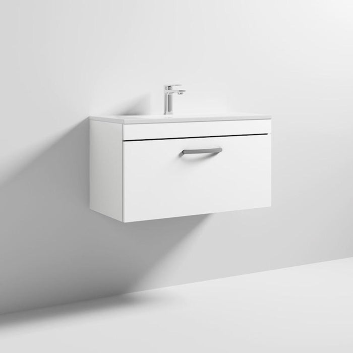 Nuie Athena 800mm Vanity Unit - Wall Hung 1 Drawer Unit with Basin - Unbeatable Bathrooms