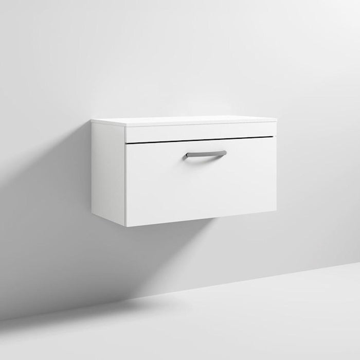 Nuie Athena 800mm Vanity Unit - Wall Hung 1 Drawer Unit with Basin - Unbeatable Bathrooms
