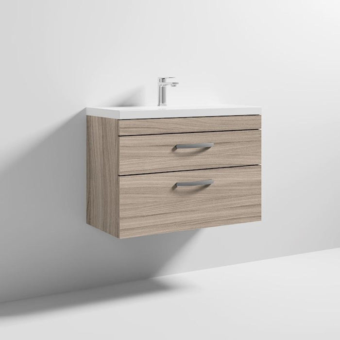 Nuie Athena 800mm Vanity Unit - Wall Hung 2 Drawer Unit with Basin - Unbeatable Bathrooms
