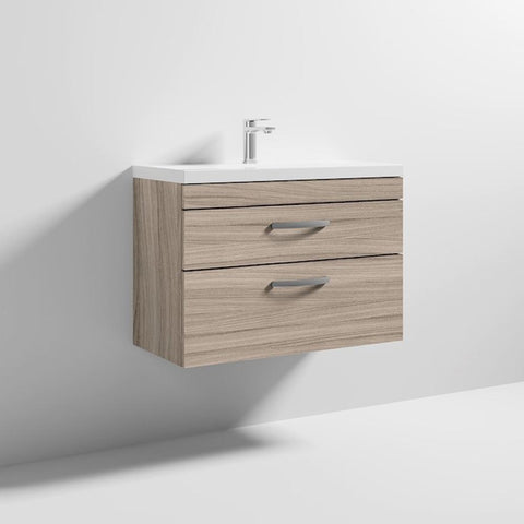 Nuie Athena 800mm Vanity Unit - Wall Hung 2 Drawer Unit with Basin - Unbeatable Bathrooms