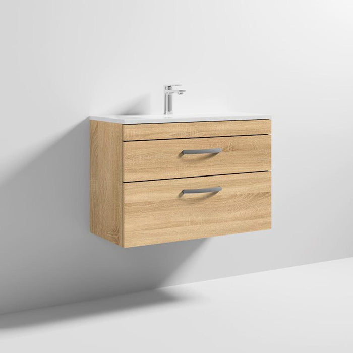 Nuie Athena 800mm Vanity Unit - Wall Hung 2 Drawer Unit with Basin - Unbeatable Bathrooms