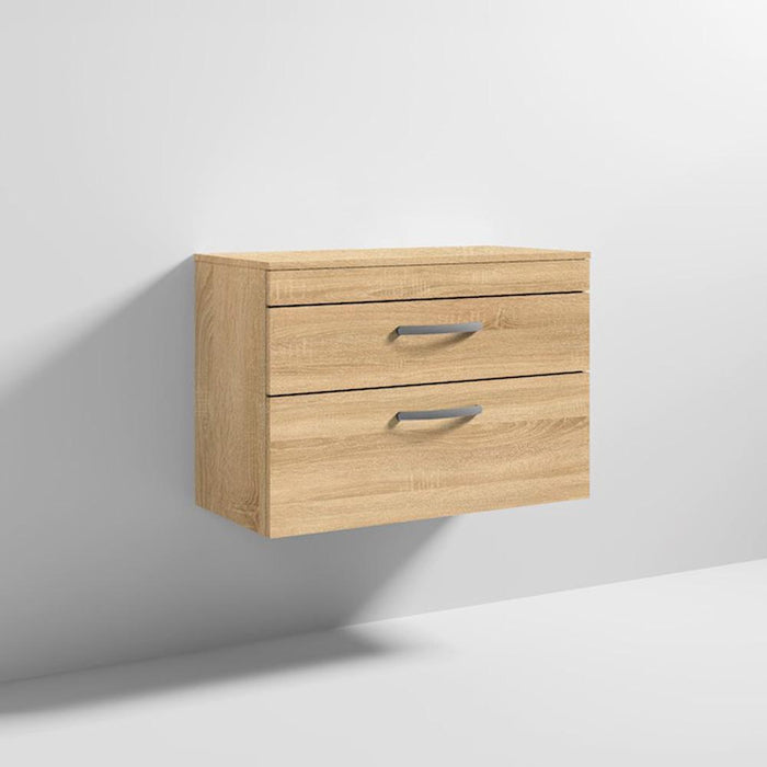 Nuie Athena 800mm Vanity Unit - Wall Hung 2 Drawer Unit with Basin - Unbeatable Bathrooms