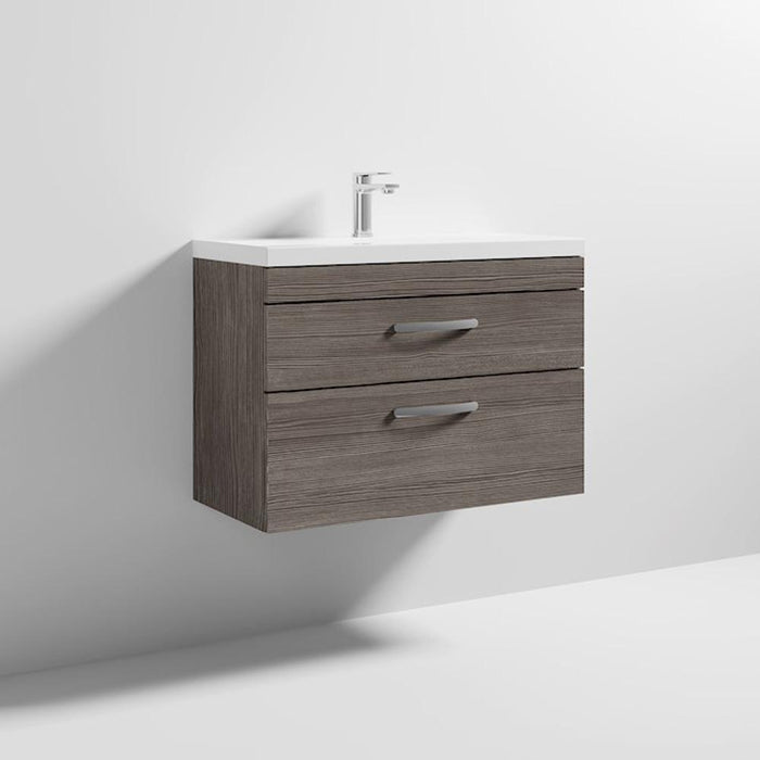 Nuie Athena 800mm Vanity Unit - Wall Hung 2 Drawer Unit with Basin - Unbeatable Bathrooms