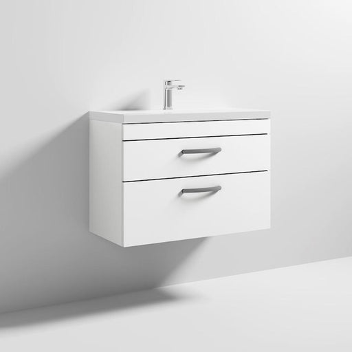 Nuie Athena 800mm Vanity Unit - Wall Hung 2 Drawer Unit with Basin - Unbeatable Bathrooms
