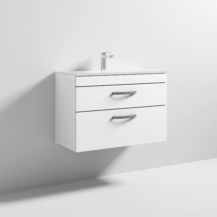 Nuie Athena 800mm Vanity Unit - Wall Hung 2 Drawer Unit with Basin - Unbeatable Bathrooms