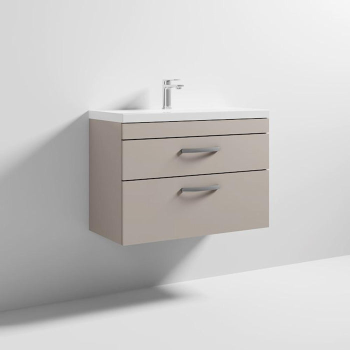 Nuie Athena 800mm Vanity Unit - Wall Hung 2 Drawer Unit with Basin - Unbeatable Bathrooms