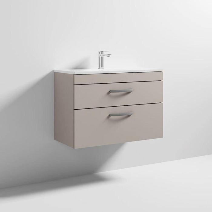 Nuie Athena 800mm Vanity Unit - Wall Hung 2 Drawer Unit with Basin - Unbeatable Bathrooms