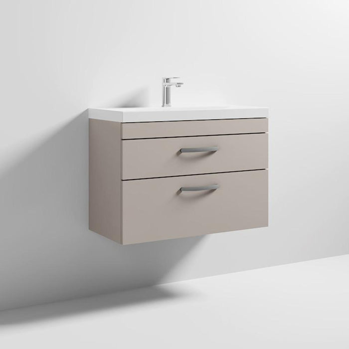 Nuie Athena 800mm Vanity Unit - Wall Hung 2 Drawer Unit with Basin - Unbeatable Bathrooms