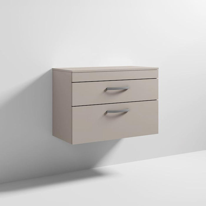 Nuie Athena 800mm Vanity Unit - Wall Hung 2 Drawer Unit with Basin - Unbeatable Bathrooms